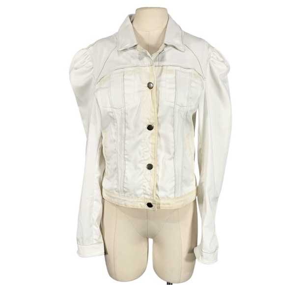 JKT NYC Ariel Twill Burnished Leather Trim Jacket Size Medium NEW - Picture 1 of 12